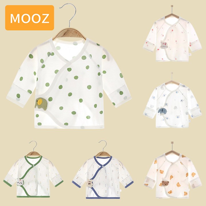 MOOZ เสื้อผ้าเด็กครึ่งหลังเสื้อผ้าเด็กแรกเกิดแบบบางพิเศษสำหรับฤดูร้อนเสื้อคอตตอนชุดรอมเปอร์ชุดรอมเปอ