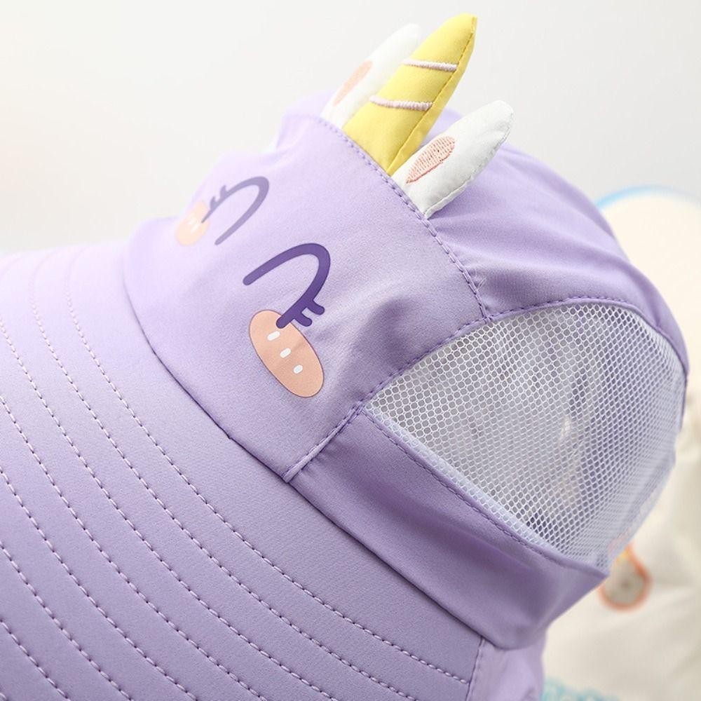 หมวกกันแดดสำหรับเด็ก หมวกพัดลมชาร์จ USB พร้อมนกหวีด ป้องกันรังสียูวี ฤดูร้อน ปีกใหญ่ ผ้าคลุมไหล่ - รูปที่ 4