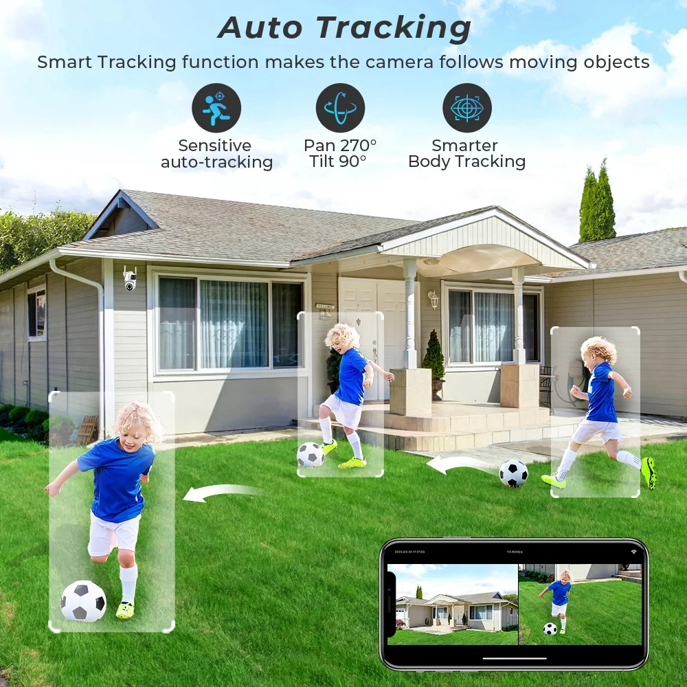Tuya/smart Life 4MP PTZ Wifi กล้อง IP กลางแจ้งเลนส์คู่หน้าจอคู่ที่มีสีสัน Night Vision Auto Track กล้องวงจรปิดความปลอดภัยการเฝ้าระวังกล้อง