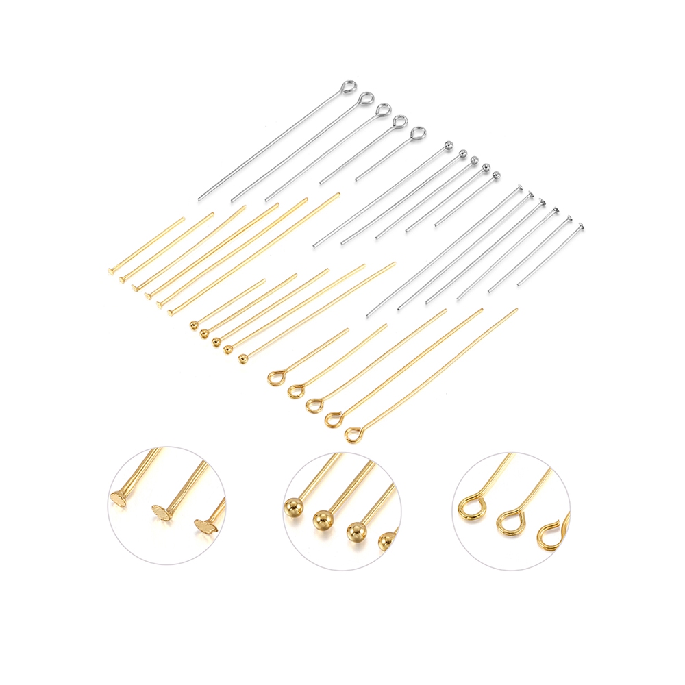 St.Kunkka 50 PCS เข็มสแตนเลสทอง 9 รูปเข็ม 20 25 30 35 40 45mm DIY เครื่องประดับอุปกรณ์เสริม