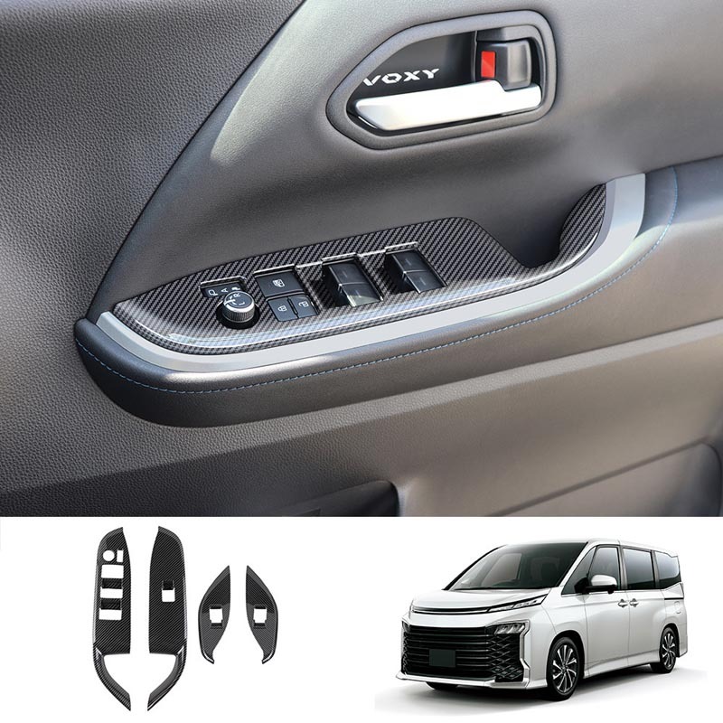Fitสําหรับtoyota Voxy/Noah 90 series 2022 2023 2024 Windowsแผงควบคุมกระจกยกปุ่มแผงฝาครอบTrimอุปกรณ์เสริมABSกรอบสวิทช์ 2022 2023 2024