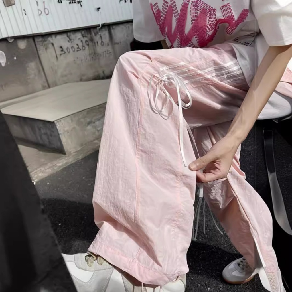 NZN Dopamine Bowknot Casual Sweatpants ผู้หญิงฤดูร้อนกางเกงขาตรงหลวมใหม่