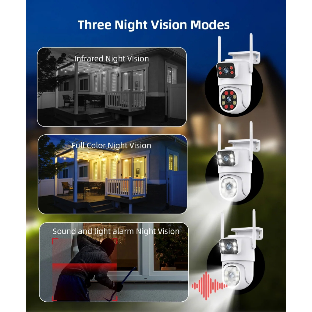 Tuya/smart Life 4MP PTZ Wifi กล้อง IP กลางแจ้งเลนส์คู่หน้าจอคู่ที่มีสีสัน Night Vision Auto Track กล้องวงจรปิดความปลอดภัยการเฝ้าระวังกล้อง