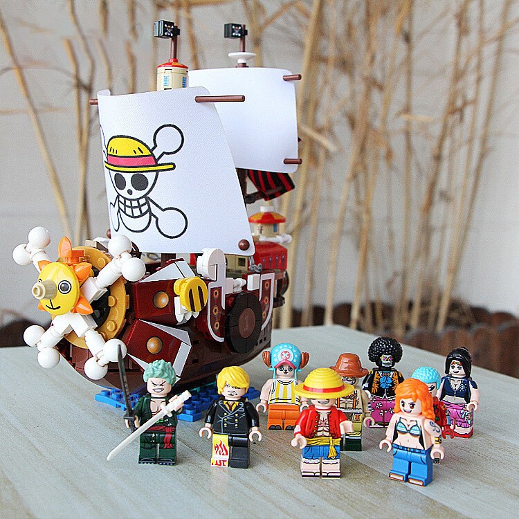 ของเล่นบล็อกตัวต่อเรือโจรสลัดอนิเมะ ONE PIECE, Thousand Miles Sunny, Going Merry, บล็อกตัวต่อแบบเคลื่อนย้ายได้โมเดลลูฟี่, ของขวัญเพื่อการศึกษาสําหรับเด็ก