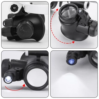 8X 15X 23X สวมใส่แว่นตาสไตล์ไฟ LED นาฬิกากลไกซ่อมเครื่องประดับระบุแว่นขยาย