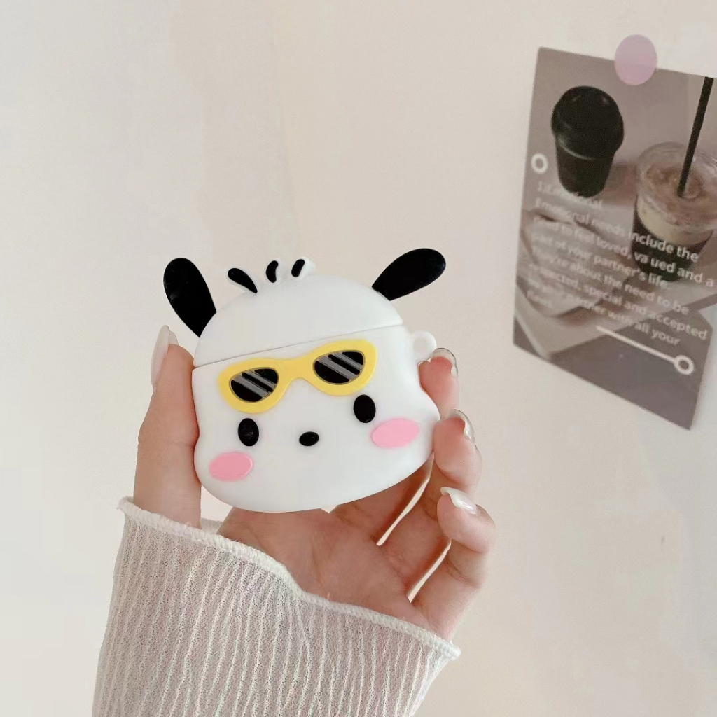 การ์ตูน Pochacco 3D ปลอกซิลิโคนอ่อนนุ่ม, ฝาครอบกันกระแทก, เข้ากันได้กับ Apple AirPods 1 2 Pro 3 Pro2