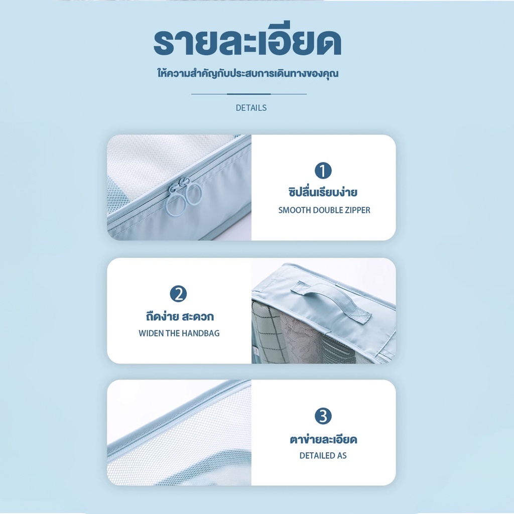 7 Set กระเป๋าเก็บของกันน้ำ สำหรับกระเป๋าเดินทาง กระเป๋าชุดพร้อมส่ง กระเป๋าจัดระเบียบ