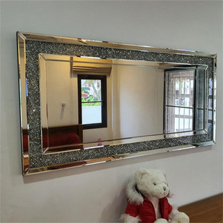 Large Charming Diamond Wall Mirror Crushed Crystal Long Full Length Mirror Luxury Decorative Mirrors