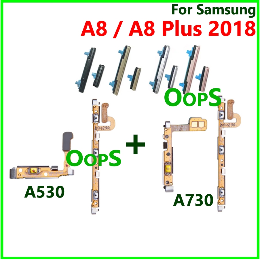 ปุ่มปรับระดับเสียงไฟ Flex สําหรับ Samsung A8 Plus A530 A730 เปิดปิดปุ่มสวิทช์ด้านข้างสายริบบิ้น