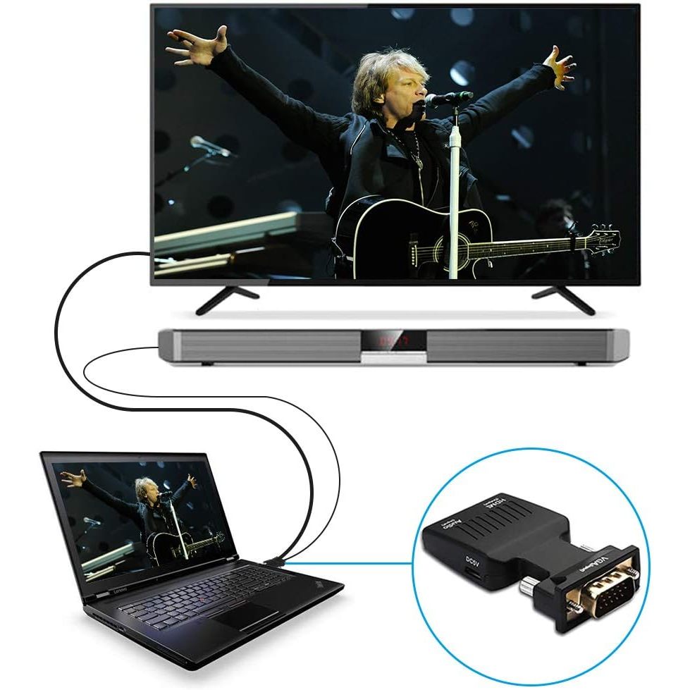 VGA TO HDMI TV Converter Adapter Dongle with 3.5mm Stereo Audio VGA to HDMI HDTV Support 1080P 60hz
