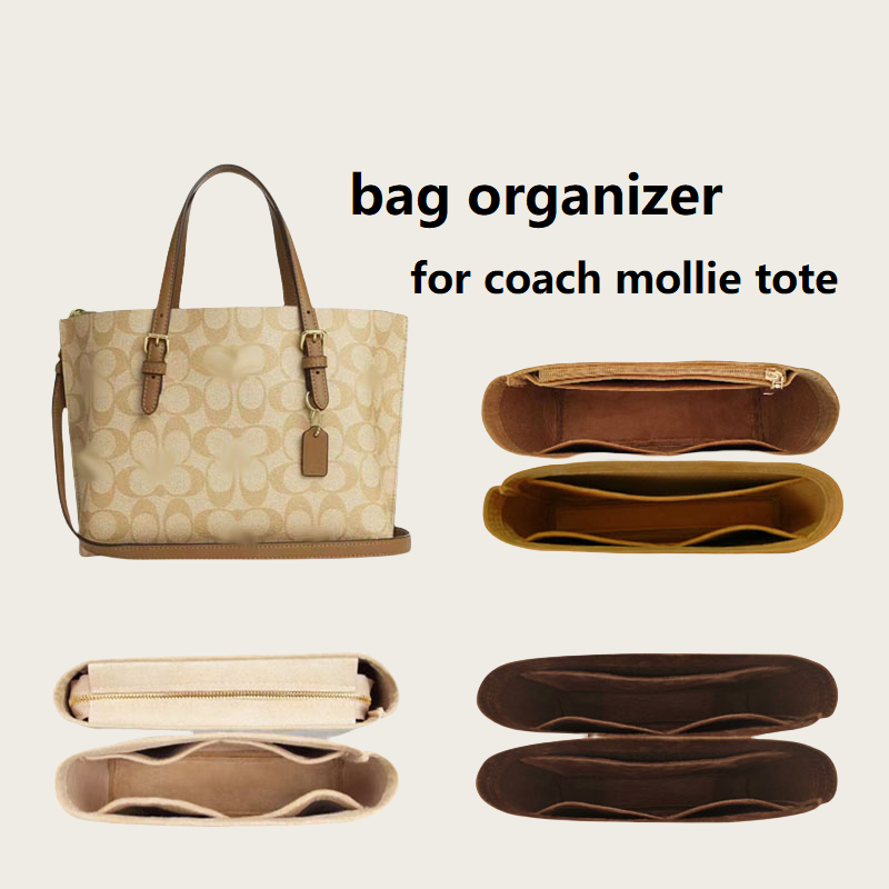 กระเป๋า Suede Organizer ใส่สําหรับ Coach Mollie 25 34 Tote Bag Organiser Divider ภายในแต่งหน้า FELT กระเป๋า