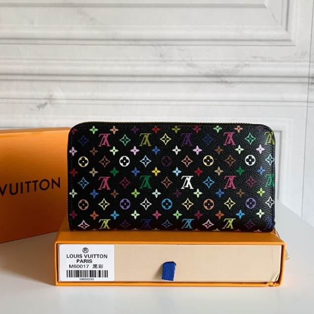 กล่อง  LV/Louis Vuitton กระเป๋าถือผู้หญิงใหม่, LV หนังแท้ 100% 60017 กระเป๋าสตางค์ใบยาว