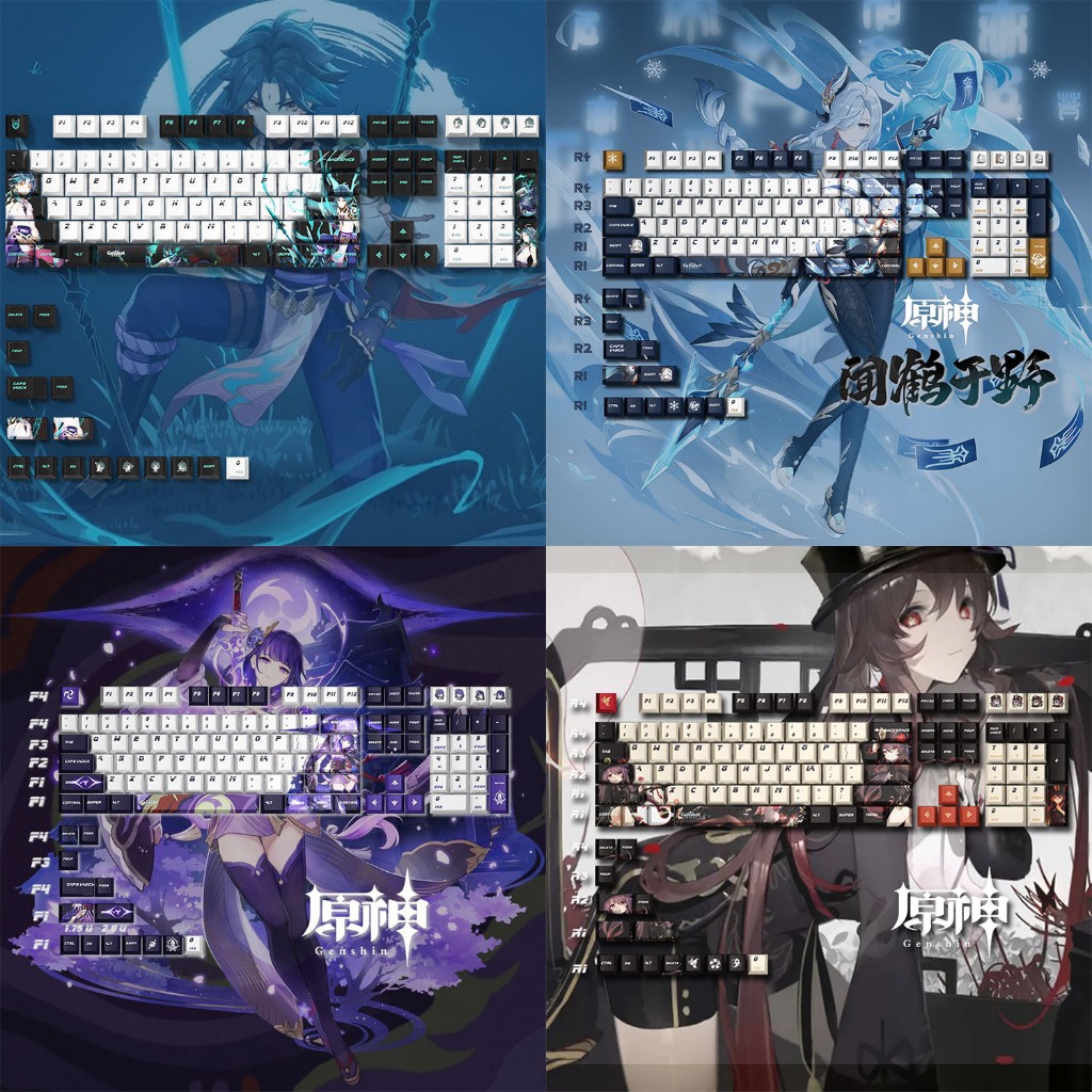 Genshin Impact Keycaps Cherry Profile Keycap PBT Dye-Sub คีย์แบบกลไกของแป้นพิมพ์คีย์บอร์ด