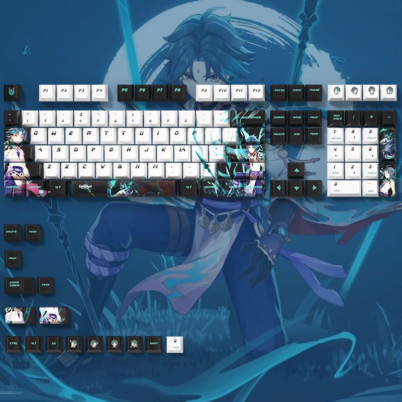 Genshin Impact Keycaps Cherry Profile Keycap PBT Dye-Sub คีย์แบบกลไกของแป้นพิมพ์คีย์บอร์ด