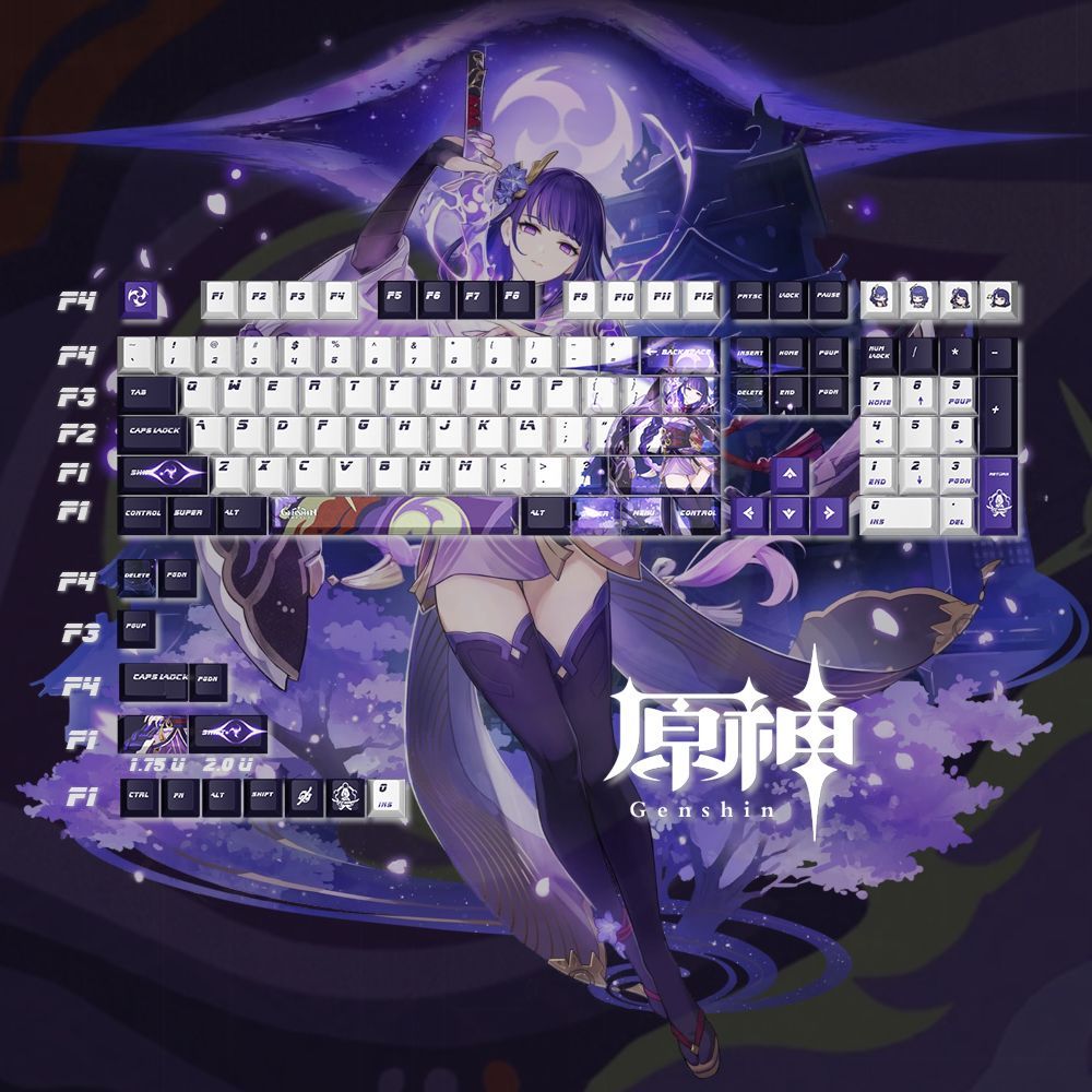 Genshin Impact Keycaps Cherry Profile Keycap PBT Dye-Sub คีย์แบบกลไกของแป้นพิมพ์คีย์บอร์ด