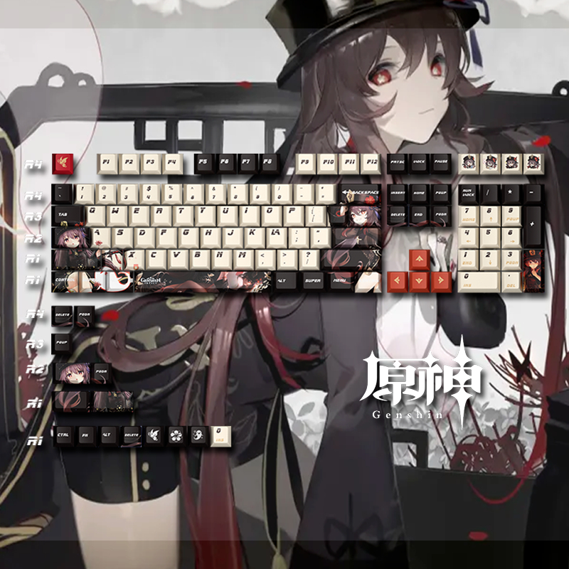Genshin Impact Keycaps Cherry Profile Keycap PBT Dye-Sub คีย์แบบกลไกของแป้นพิมพ์คีย์บอร์ด