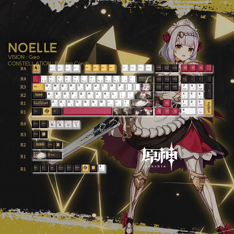 Genshin Impact Keycaps Cherry Profile Keycap PBT Dye-Sub คีย์แบบกลไกของแป้นพิมพ์คีย์บอร์ด