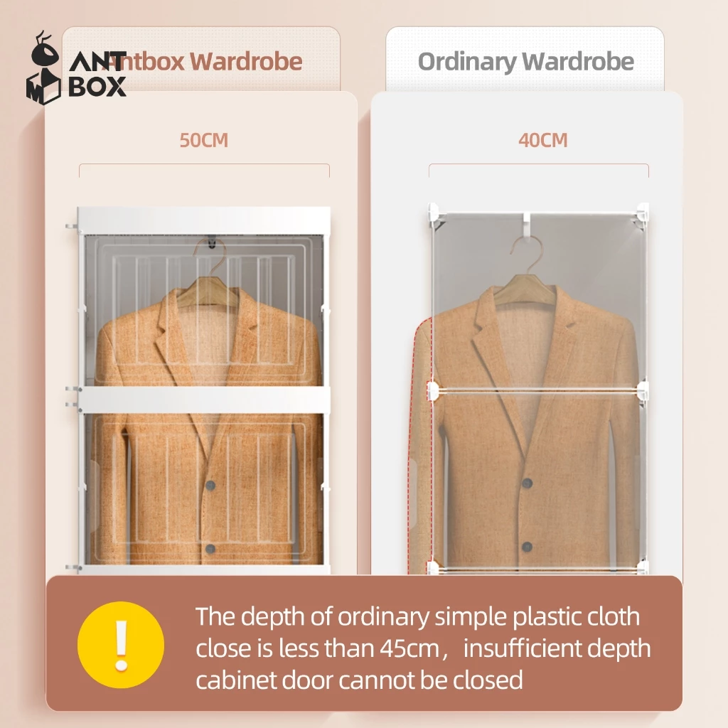 ANTBOX ตู้เสื้อผ้าเอนกประสงค์ 10 ช่อง 590L ประตูสีขาว thumbnail 4