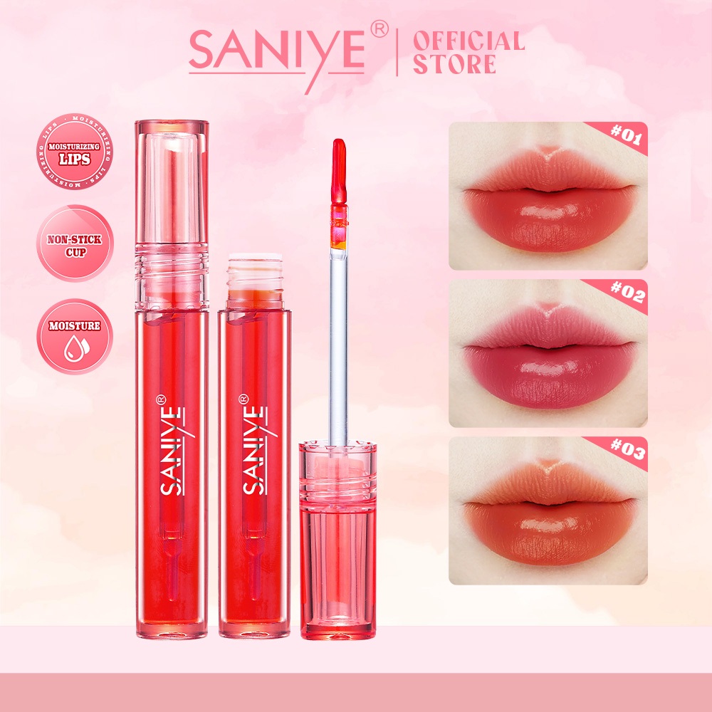 Saniye Lip Glaze Non-stick Cup Liquid Lipstick Lip Moisturizing Plump Lip Gloss 3 สี L1213