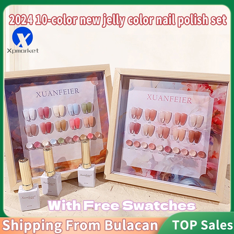 Xpmarket 15ml 10 สี Nail Art DIY Jelly Color Nail Polish Gel Set ชุดทําเล็บเจล (พร้อมแผนภูมิฟรี)