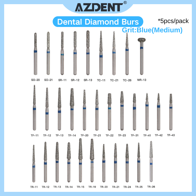 5ชิ้น/แพ็ค| Azdent ทันตกรรม Diamond Burs FG 1.6 มม.สําหรับ Handpiece ความเร็วสูงขนาดกลางกรวดสีฟ้า 2