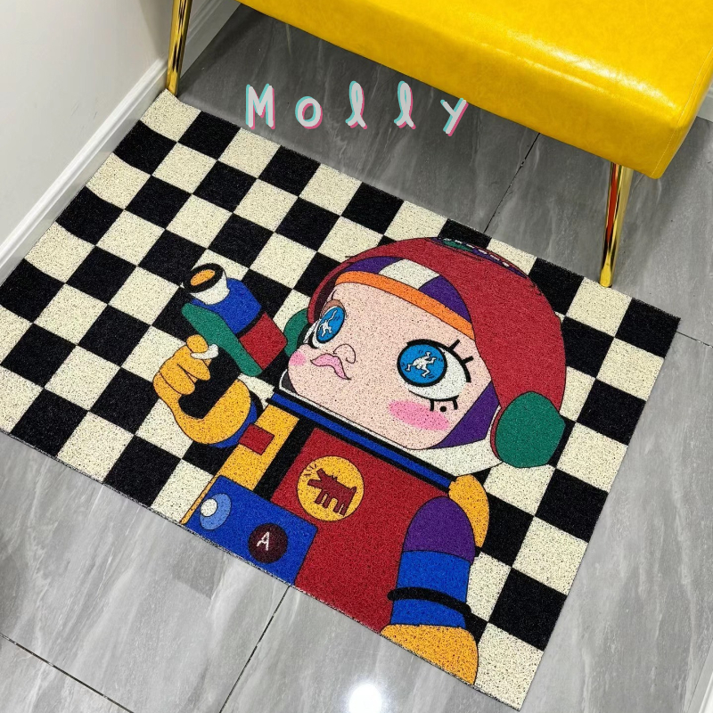 พรมเช็ดเท้า วัสดุพีวีซี Molly และ LABUBU พรมลายการ์ตูนสไตล์ ขนาด 40*60cm ถึง 60*90cm สวยงาม ทนทาน กันน้ำ และทำความสะอาดง่าย พรมเช็ดเท้าดักฝุ่น พรมดักฝุ่นหน้าบ้าน พรมลายการ์ตูน