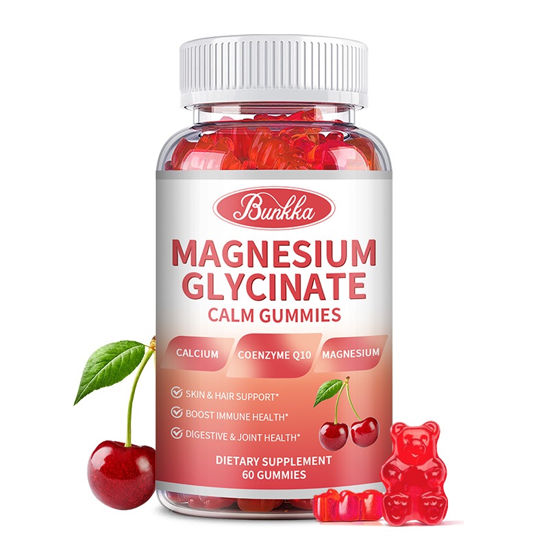 Bunkka Magnesium Glycinate Gummies พร้อมวิตามินรองรับการนอนหลับ, สุขภาพหัวใจ, เส้นประสาท, กล้ามเนื้อและการเผาผลาญความดัน Thyroid สุขภาพ