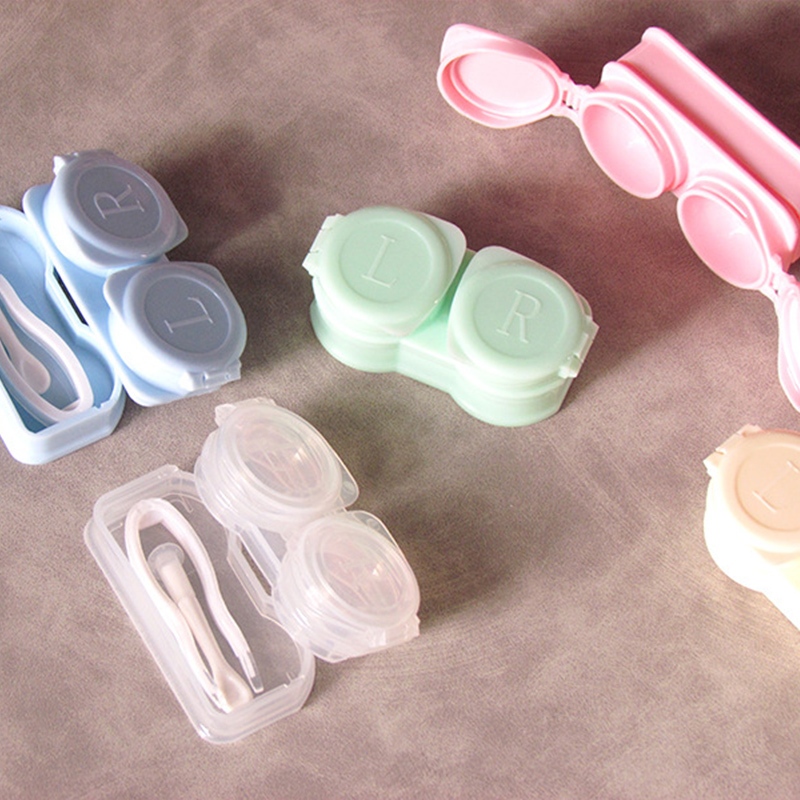 องคอนแทคเลนส ชุดตลับคอนแทคเลนส์​ 2 in 1 สีพาสเทล​ คละสี