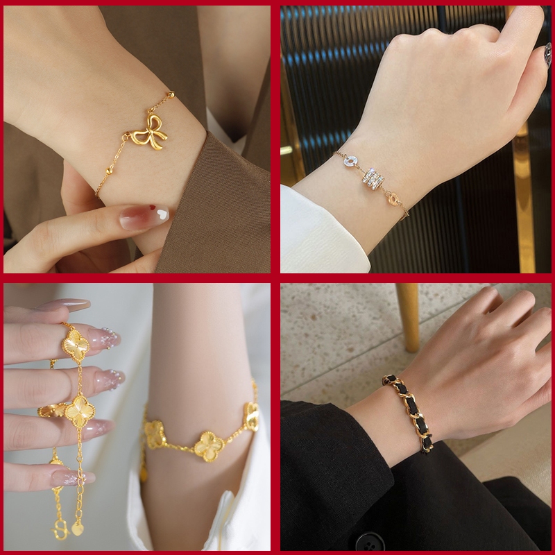 สร้อยข้อมือผู้หญิง ออกแบบสวยงามหรูหราสไตล์ย้อนยุค ขนาดเล็กทอผ้าประณีต และมาพร้อมวัสดุไทเทเนียมเหล็กสุดทันสมัย