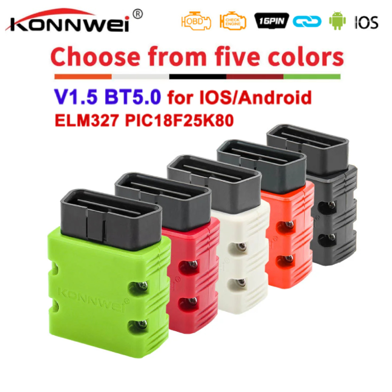 Konnwei ELM327 V1.5 OBD2 เครื่องสแกนเนอร์ KW902 บลูทูธ 5.0 ตรวจสอบเครื่องยนต์รหัสสําหรับ Android IOS MINI ELM 327 OBD 2 เครื่องมือวินิจฉัยรถยนต์อัตโนมัติ