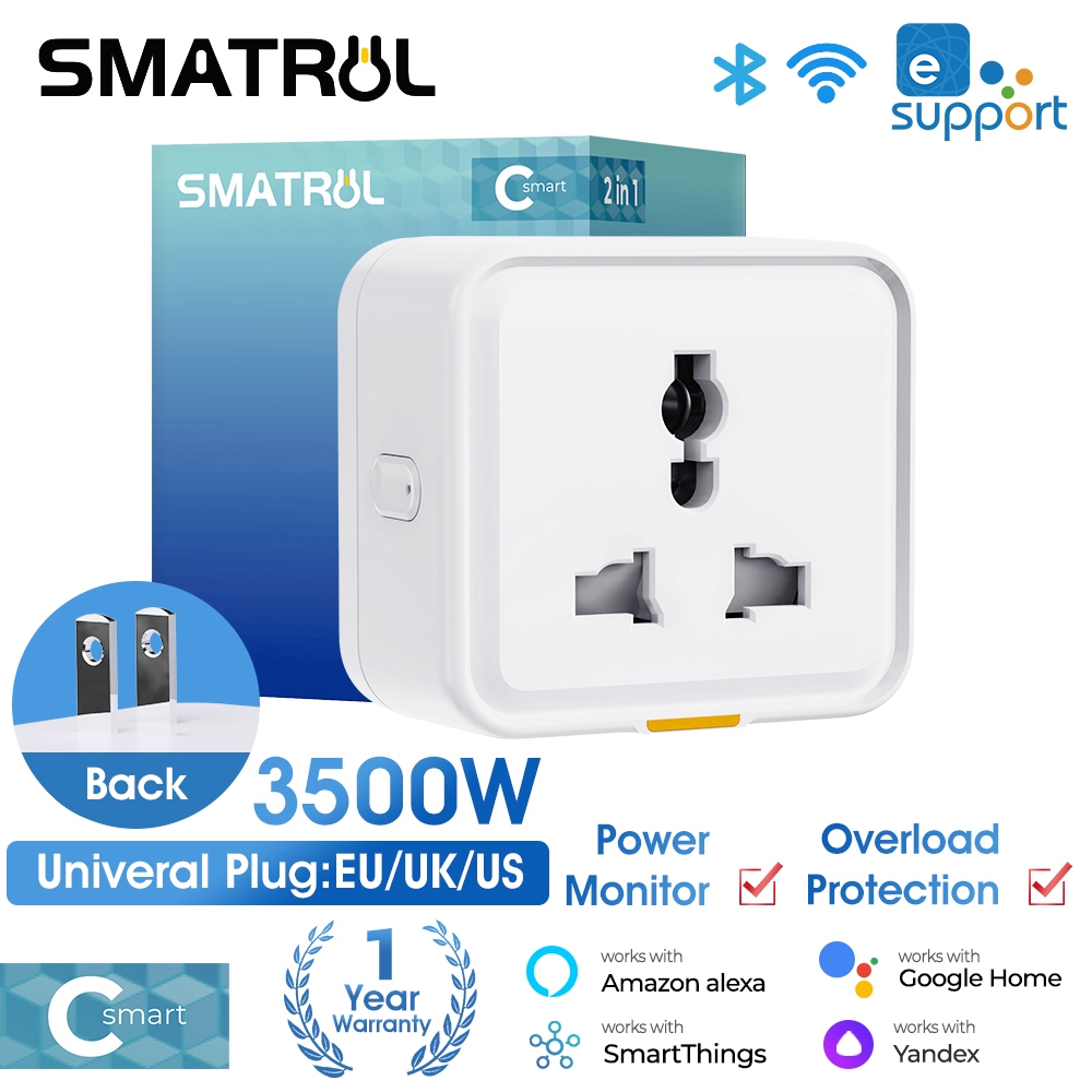 Ewelink ปลั๊กบ้านอัจฉริยะ UK US EU Universal ซ็อกเก็ต 16A WiFi Travel Adapter Co