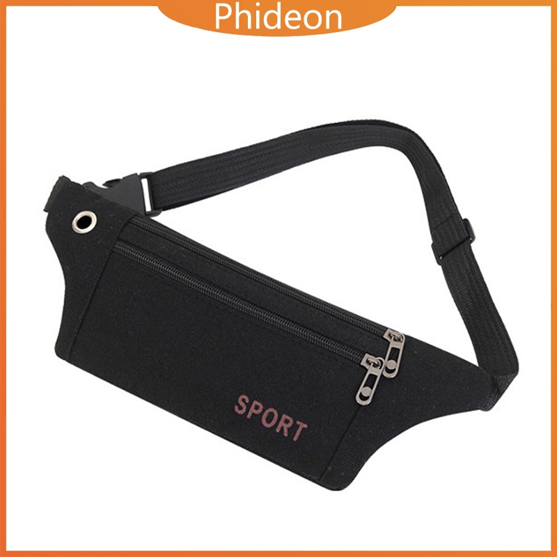 Phideon กระเป๋าคาดเอวสามช่องสไตล์เกาหลีสำหรับผู้ชายและผู้หญิงสำหรับการจ๊อกกิ้ง