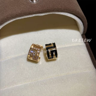 DREJEW ต่างหูเข็มเงิน 925 รูปตัว C เรขาคณิต สีทอง 18K กลวง เรียบง่าย สไตล์เกาหลี สําหรับผู้หญิง