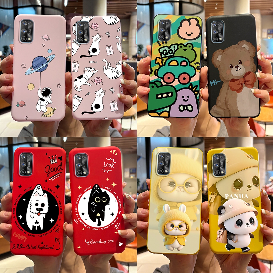สําหรับrealme 7 ProกรณีMatteน่ารักPandaพิมพ์Jellyซิลิโคนนุ่มTPUสําหรับRealme 7Pro Realme7 เคสโทรศัพท์