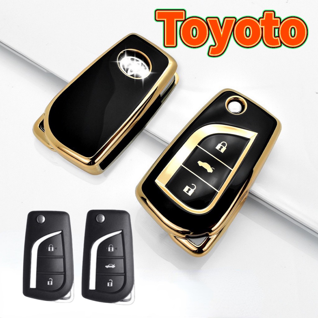 เคสกุญแจ TPU แบบนิ่ม สําหรับ Toyota Corolla Camry Chr Rav4 Avensis Verso Auris Aygo yaris hilux vellfire Revo altis