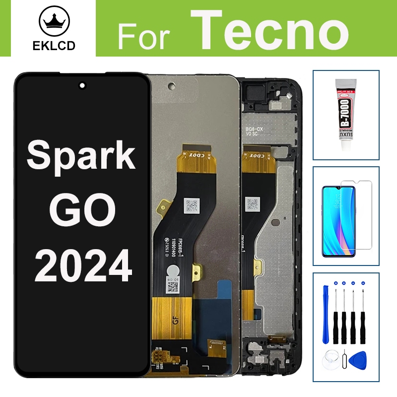 6.6 "LCD สําหรับ Tecno Spark GO 2024 BG6 จอแสดงผล Touch Screen Digitizer Assembly กรอบ