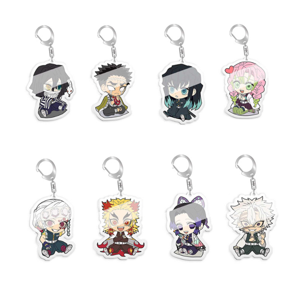 Demon Slayer อะนิเมะถั ่ วนั ่ ง Tanjiro Giyuu จี ้ พวงกุญแจอะคริลิคสองด ้ าน
