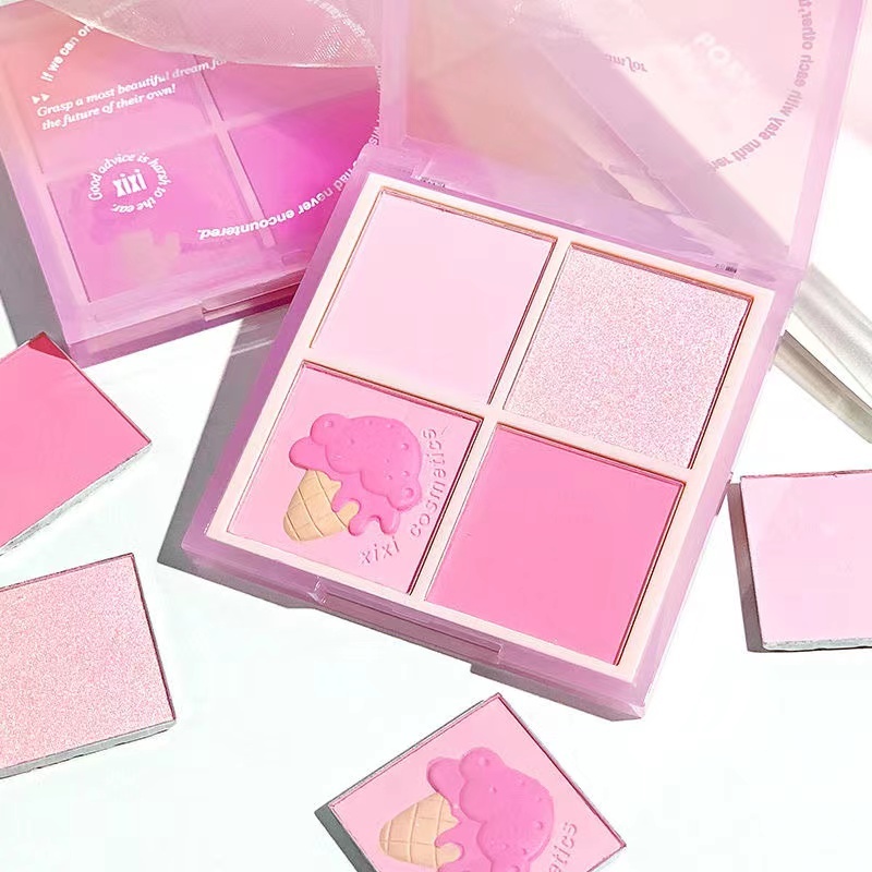 Xixi สี ่ สี Blush Gills Blue Matte Natural Nude แต ่ งหน ้ า Warm Peach Apricot Rouge Fine Powder