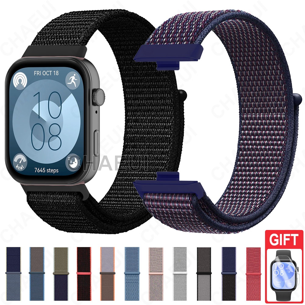เปลี่ยนสายไนลอนระบายอากาศอุปกรณ์เสริมสร้อยข้อมือสําหรับ Huawei Watch Fit 3 4 Pro