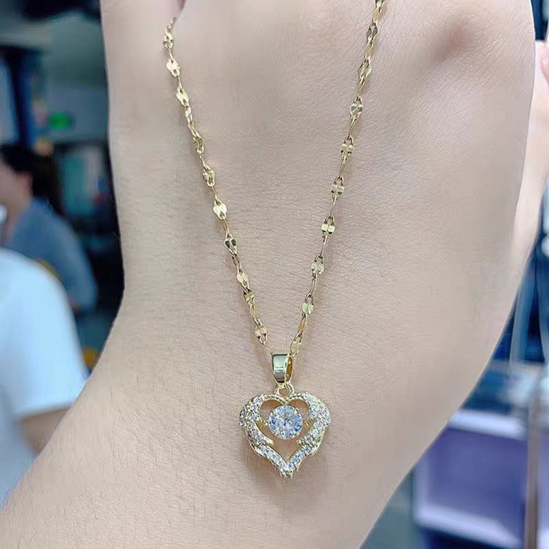 สร ้ อยคอหัวใจเงา วัสดุสแตนเลสจะไม ่ จางหาย หรูหราทันสมัย เหมาะสําหรับสุภาพสตรี - รูปที่ 3