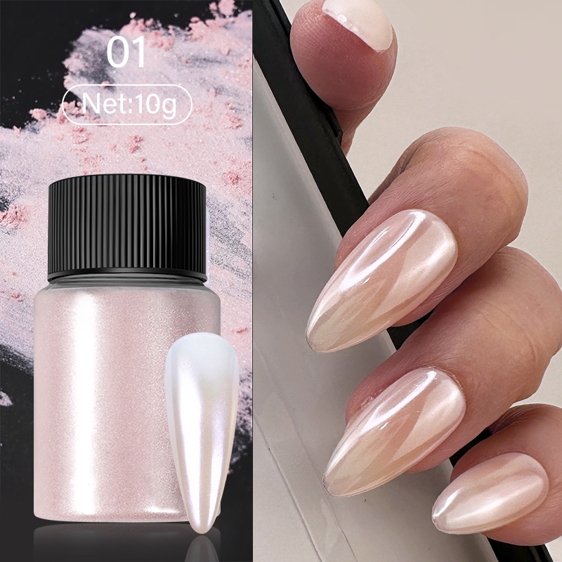 Born PRETTY Pearl Nail Powder Aurora Chrome Glitter Pigment ฝุ ่ นเล ็ บตกแต ่ งเล ็ บ