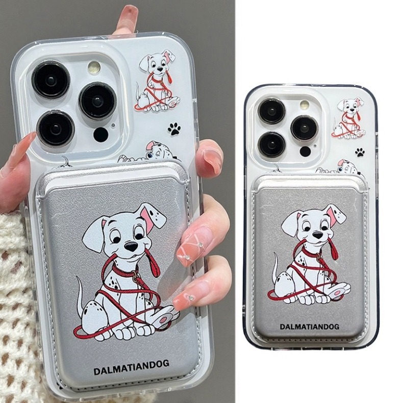Childlike กระเป๋าใส่บัตรกระเป๋าสตางค์ลูกสุนัขลายจุดน่ารักสําหรับ iPhone15pro 15promax 14 14promax 14pro soft case