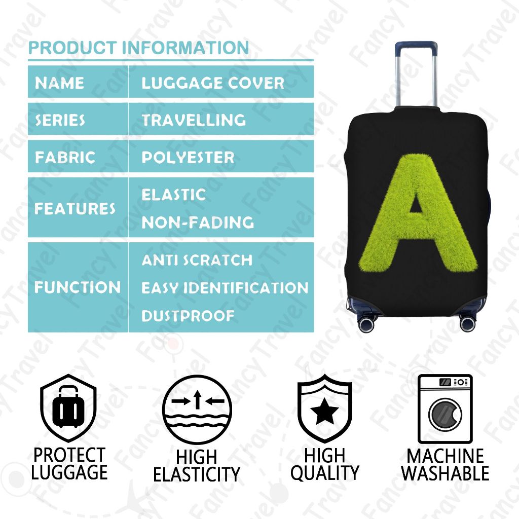 Fancytravel LETTER ผ้าคลุมกระเป๋าเดินทาง กระเป๋าเดินทาง ผ้ายึดได้เยอะ กันฝุ่น กันรอย สวมใส่ได้ ข้น 18/20/22/24/26/28/32นิ้ว
