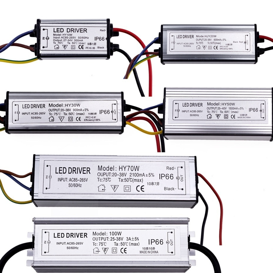 10w 20W 30W 50W 100W กันน้ํา High Power Supply LED Driver AC85-265V อินพุตอิเล็กทรอนิกส์ LED Driver Transformer