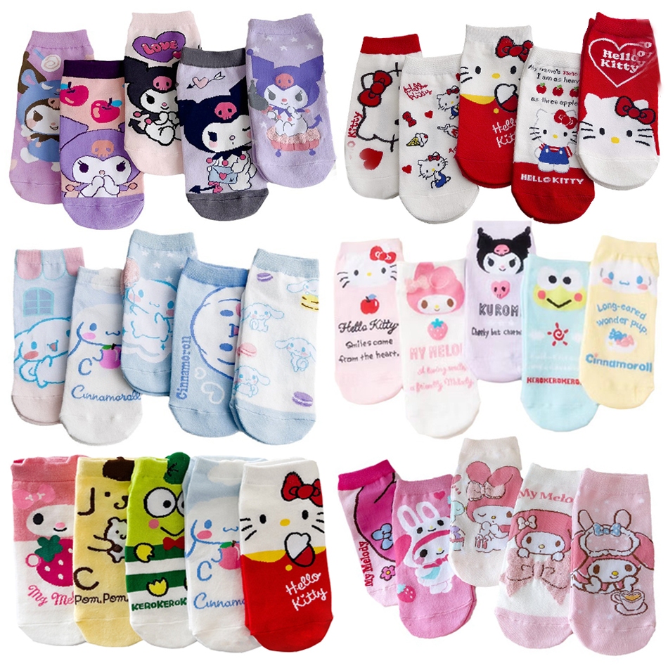 5 คู่การ์ตูนน่ารักสุภาพสตรีถุงเท้าฮาราจูกุอะนิเมะพิมพ์ คาวาอี้ ถุงเท้าสามมิติ