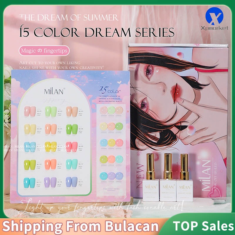 [พร้อมแผนภูมิ] Xpmarket 15ml 15 สี Macaron Gel Nail Polish Set Nail Kit for Salon Gel Nails and Nail