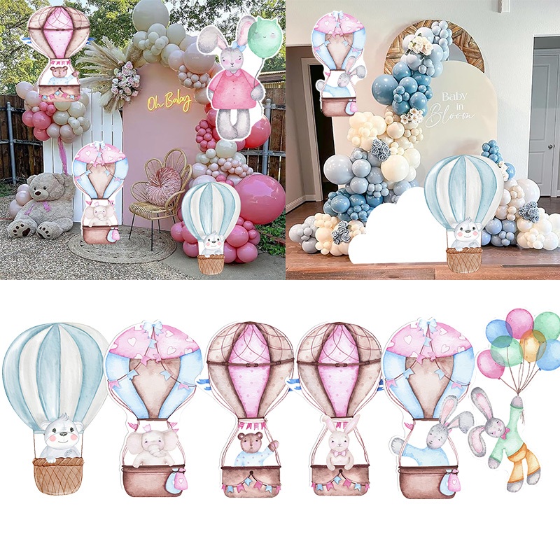 ลูกโป่งลมร้อน 18/24/36 นิ้ว พร้อมหมี ช้าง Cutouts ปาร์ตี้ KT บอร์ด ฉากหลัง DIY ตกแต่ง เบบี้ชาวเวอร์ วันเกิด ปาร์ตี้ ฉากหลัง