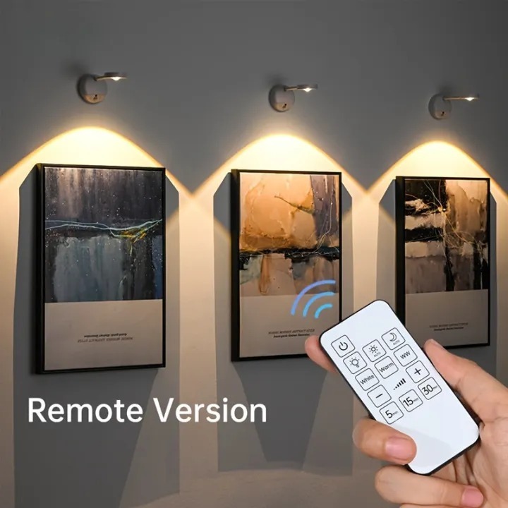 3 สี Led Spotlight Motion sensor ไฟติดผนังไร้สาย Usb ชาร์จหรี่แสงได้ Touch Night light สําหรับห้องพื้นหลังภาพวาดภาพตกแต่งห้องนอน