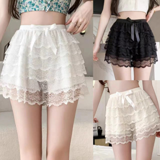 ผู ้ หญิงหลายชั ้ นกางเกงขาสั ้ นลูกไม ้ นุ ่ มหวานโบว ์ เค …