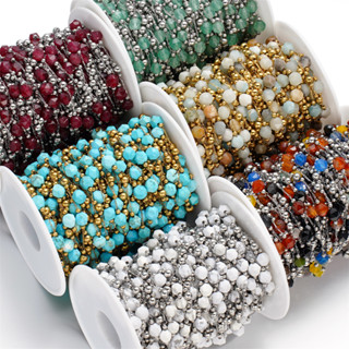 โซ่หินสแตนเลสสีทอง/เงิน 1เมตร สำหรับDIYสร้อยคอ สร้อยข้อมือ อ…